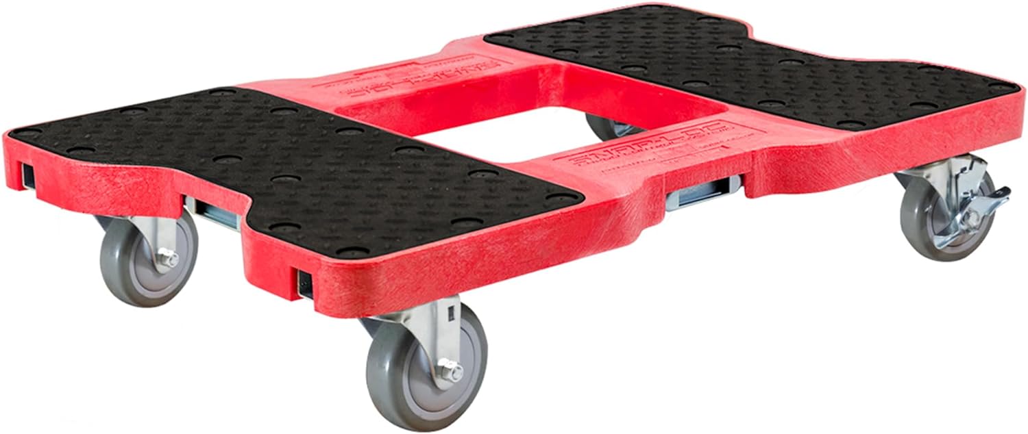 SNAP-LOC, Heavy Duty Furniture Moving Dolly, 4 Wheels, 1,500 lb, Dollies for Moving Cargo, E Strap Attachment Included, Red, Made in USA