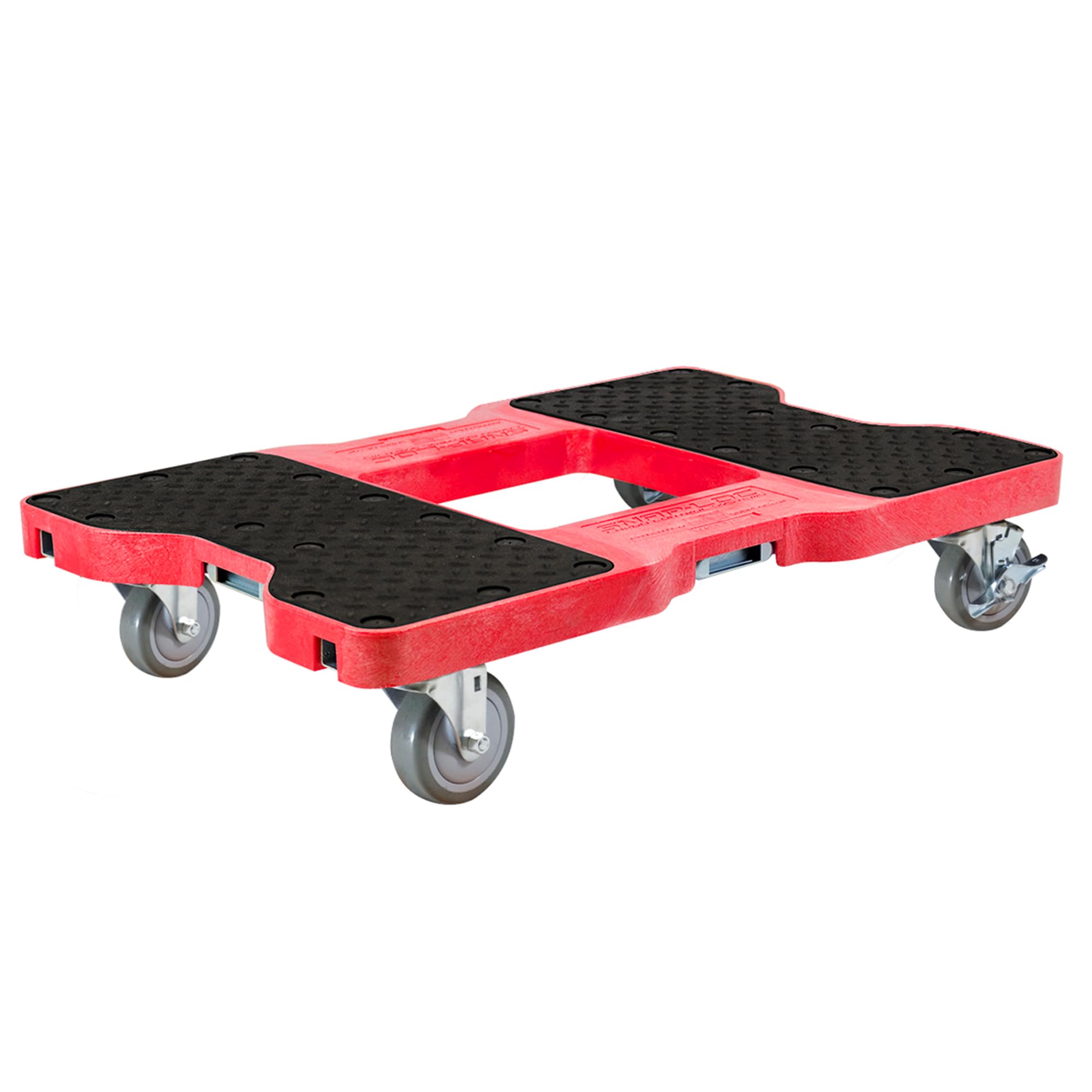 Heavy Duty Furniture Moving Dolly, 4 Wheels, 1,500 lb, Dollies for Moving Cargo, E Strap Attachment Included, Red, Made in USA