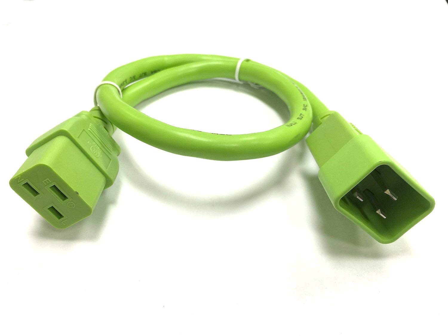 RiteAV - Heavy Duty Extension Power Cord, C19 to C20, 12AWG, 20 AMPS, 250V (Green, 6ft)