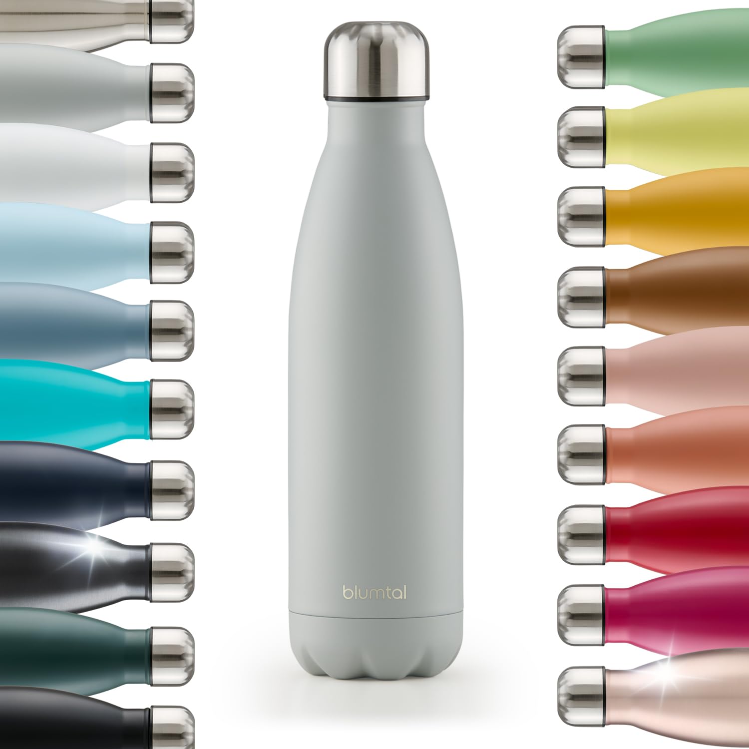 Blumtal Trinkflasche 500 ml Edelstahl - auslaufsichere Isolierflasche - BPA-freie Trinkflasche kalt & warm - doppelwandige Insulated Bottle - rostbeständige Isolierflasche Ultimate Grey - Grau