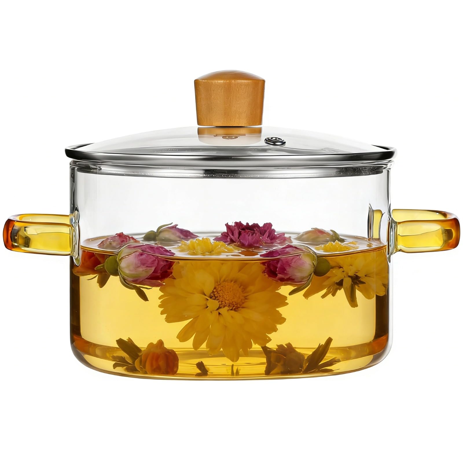 Borosilikatglas Kochtopf mit Deckel, 1,6 l praktischer transparenter Topf mit Griff, 54,1 fl oz Köcheltopf für Nudeln, Milch, Suppe, Tee, für Küche und Tisch, 5,9 x 8,7 x 5,5 in