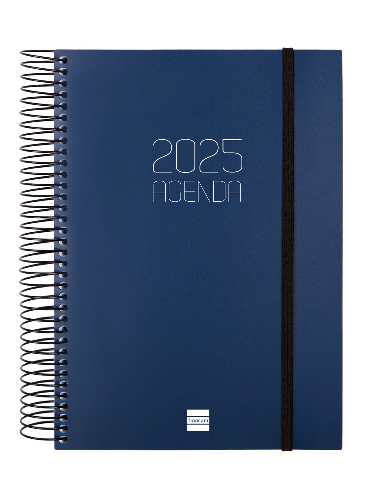 Finocam - Opaque Spiral Diary 2025 1 Page per Day January 2025 - December 2025 (12 Months) Italian Blue