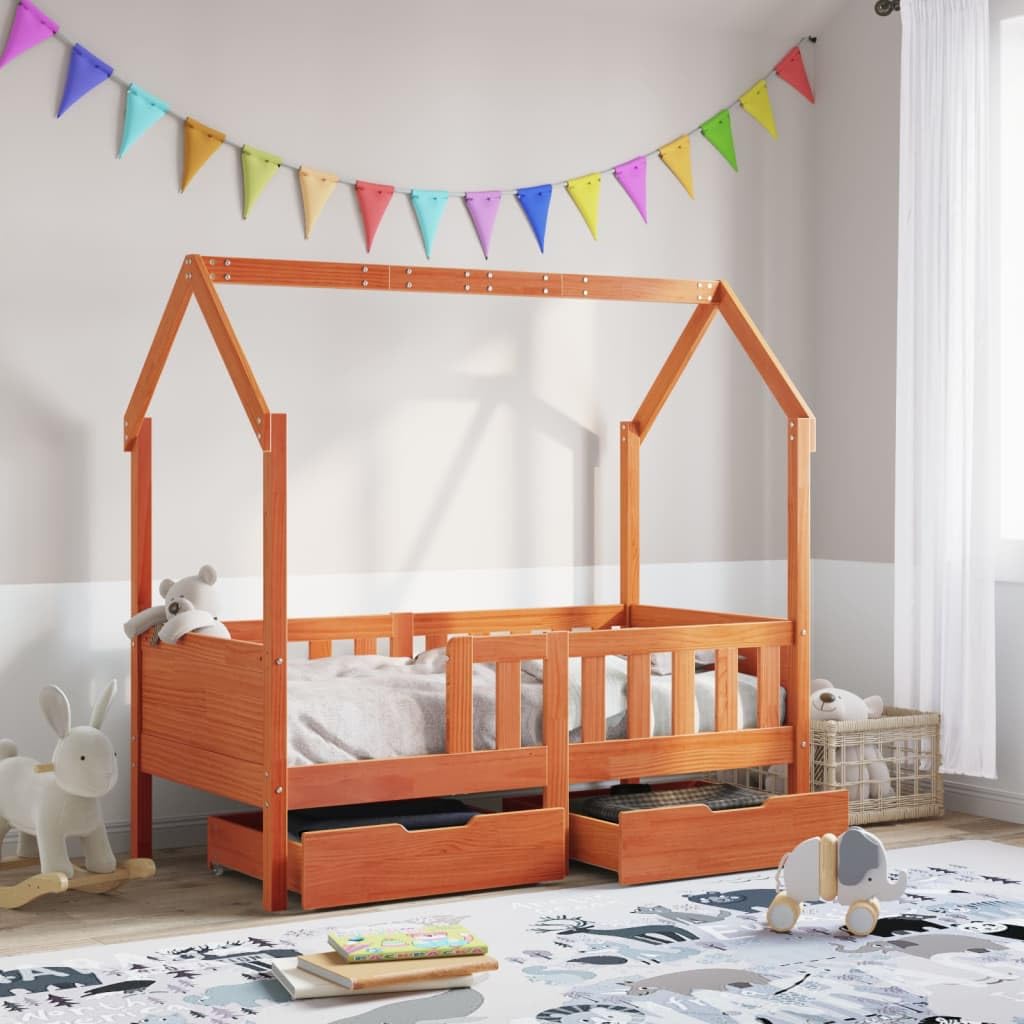Gecheer Estructura de Cama para niños con cajones Madera Pino 70x140 cm,Cama Infantil Cama Juvenil
