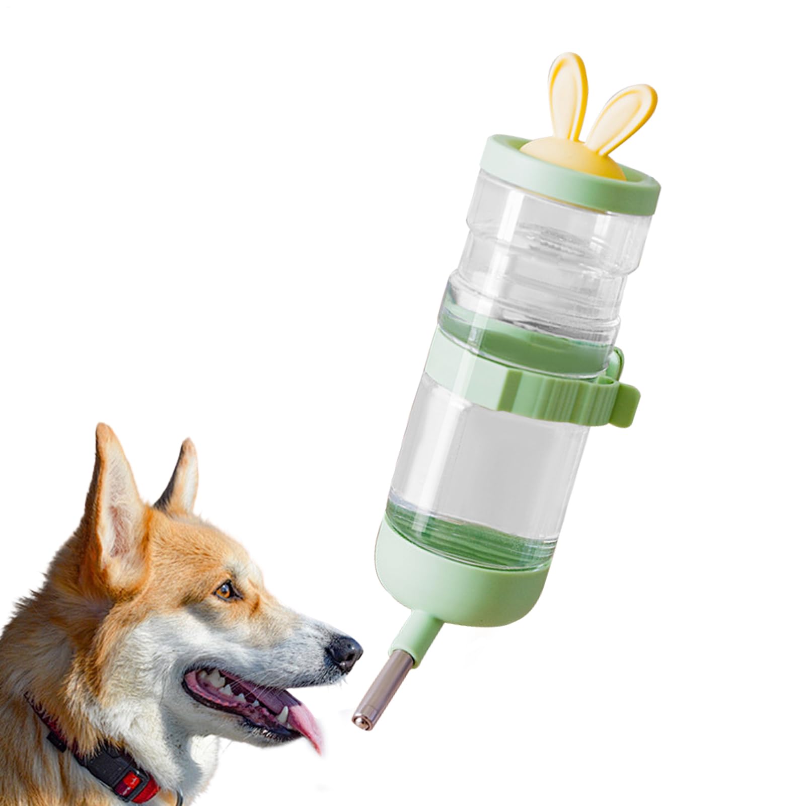 Gerbil Waters Bottle, Water Bottles Drinker Dispenser, 9.84x3.94x3.94 Inches, Wall Mount Feeder Cage for Squirrel, Bunny, Small Animals, Easy Installation, White and Green