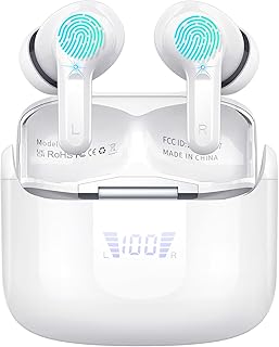 Wireless Earbuds, Bluetooth Headphones 5.3 HiFi Stereo Bluetooth Earbuds 4 ENC Noise Cancelling Mic, Wireless Earphones LED Display 40H Ear Buds IP7 Waterproof Sports in-Ear Headphones for Android iOS