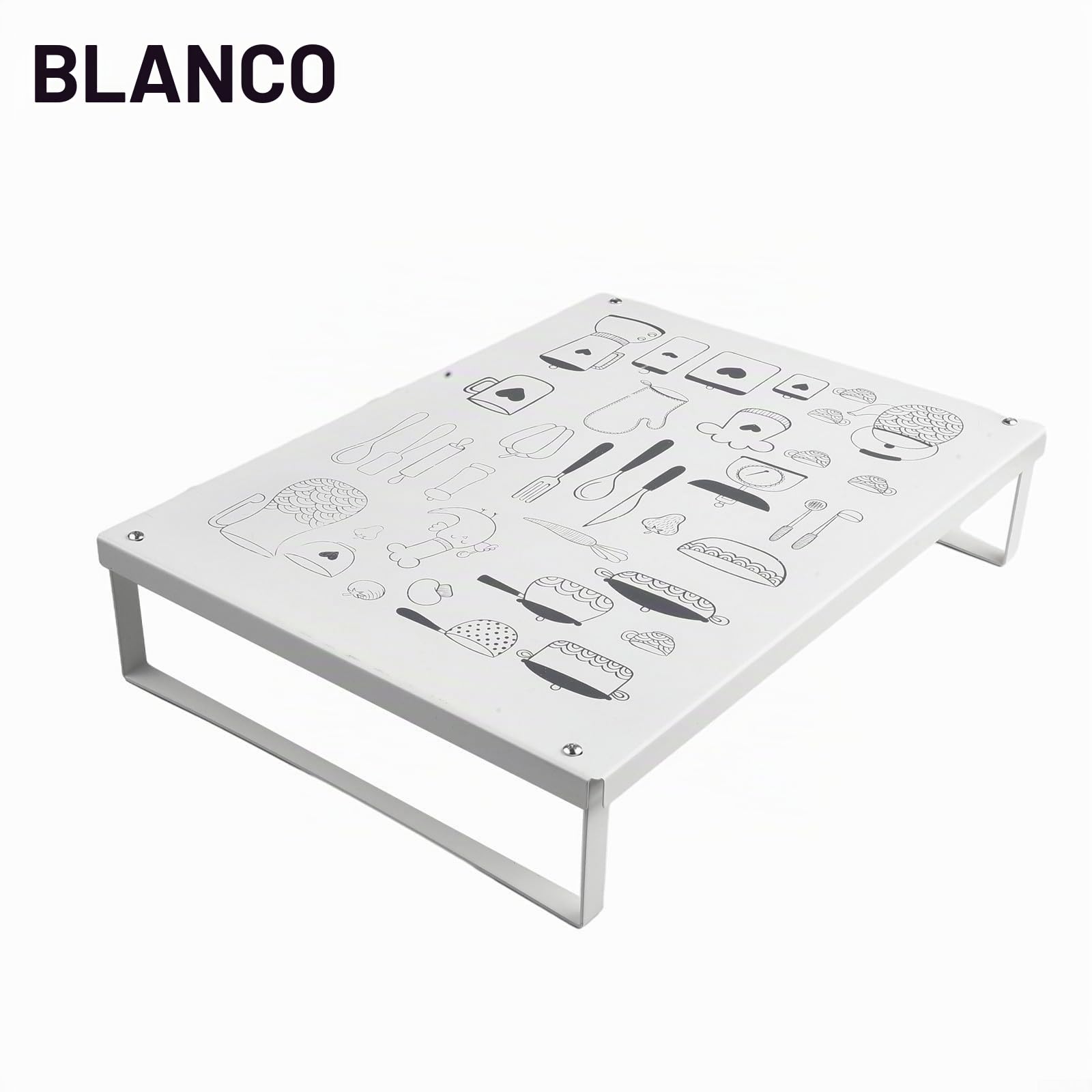 Soporte de metal multiusos para horno microondas con base antideslizante para uso doméstico (blanco)