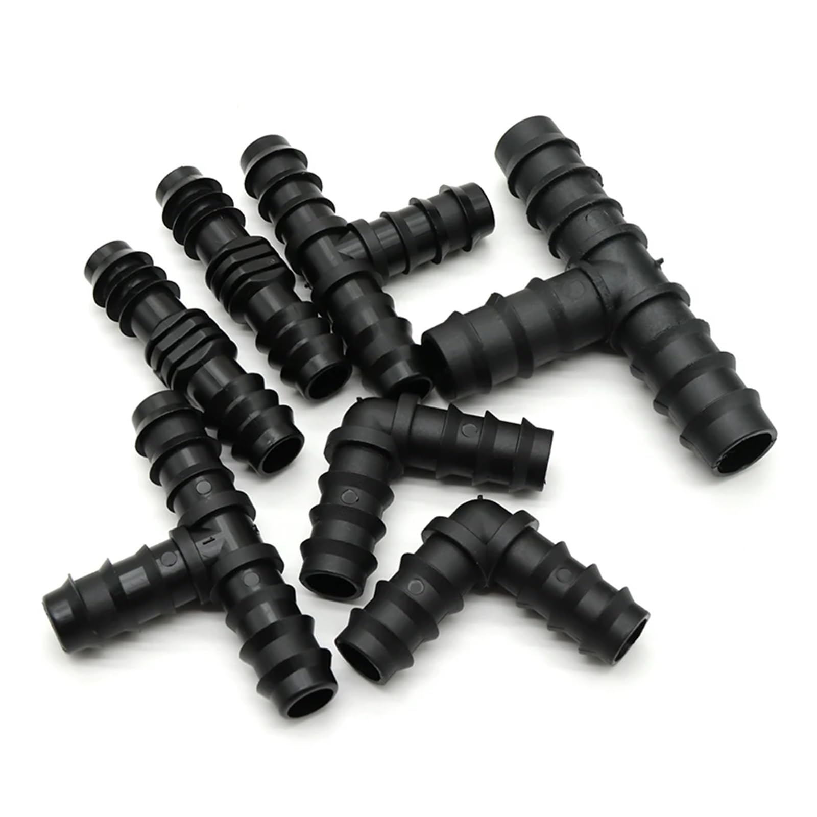 Junta de tubería de PE, conector de codo recto en T de 16mm, 20mm y 25mm, conector de manguera rociadora for riego de invernadero(Straight,25mm,50 pieces)