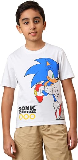 Kidsville Official Sonic Speed Boys Half Sleeves Round Neck Graphic Printed Regular Fit Pure Cotton Tshirt