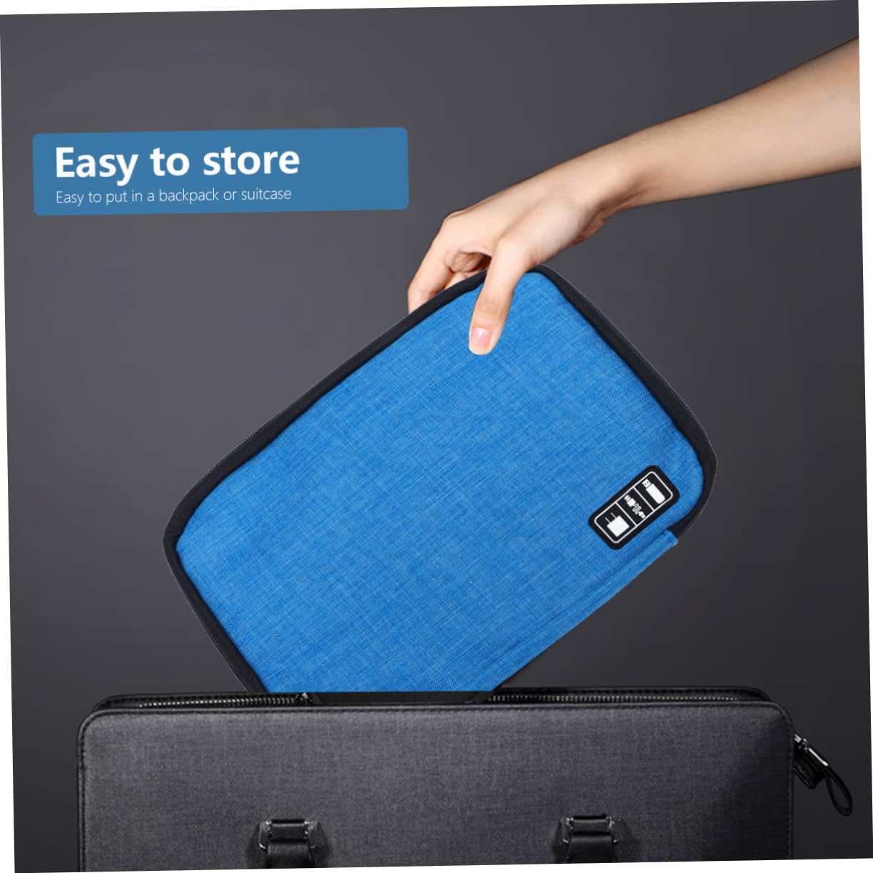 Sacoche Organisatrice Pour Câbles Et écouteurs - Tissu Oxford, Fermeture éclair, Compacte, Pour Voyage