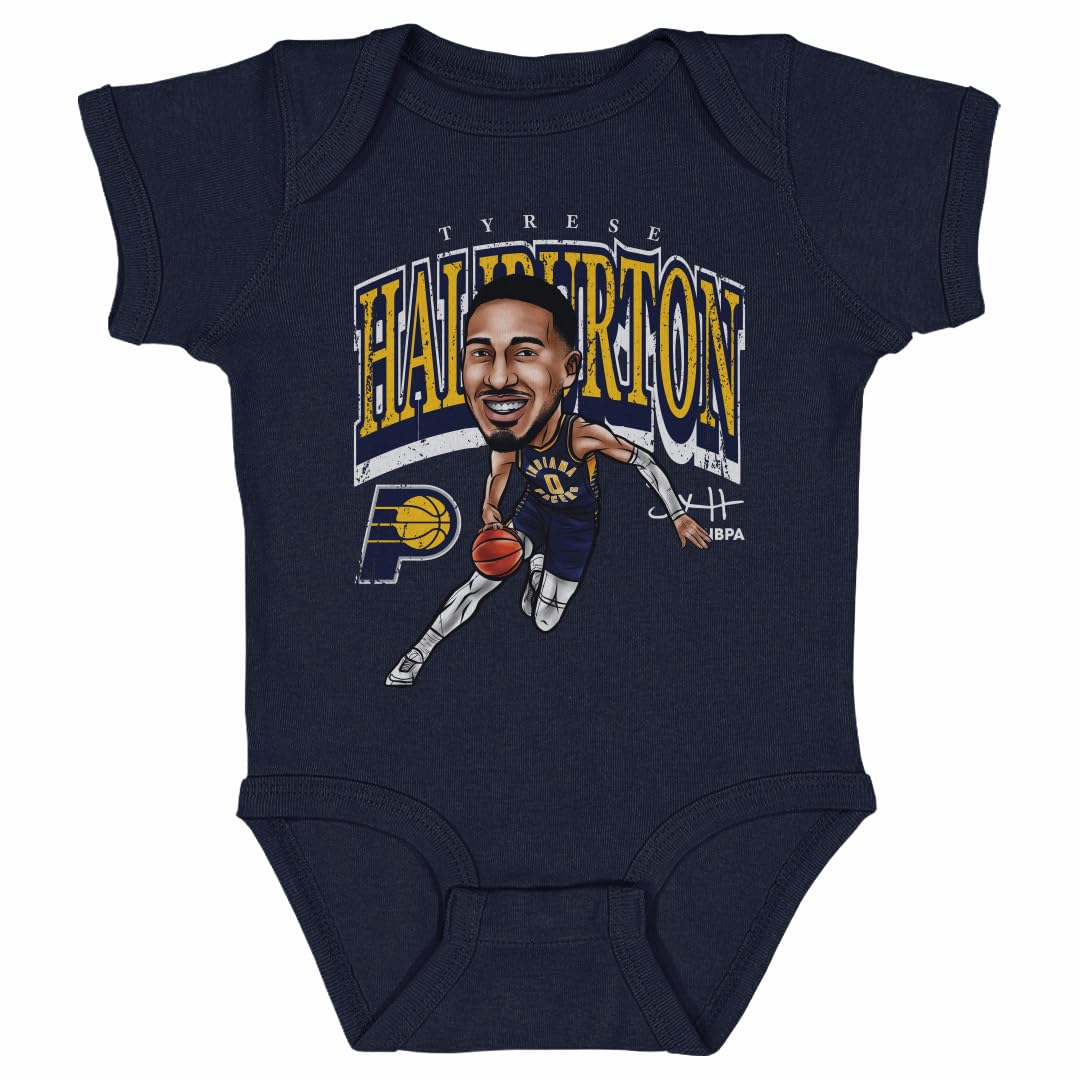 500 LEVEL Tyrese Haliburton Indiana Pacers Cartoon One-Piece Infant Bodysuit (Navy, 6M)