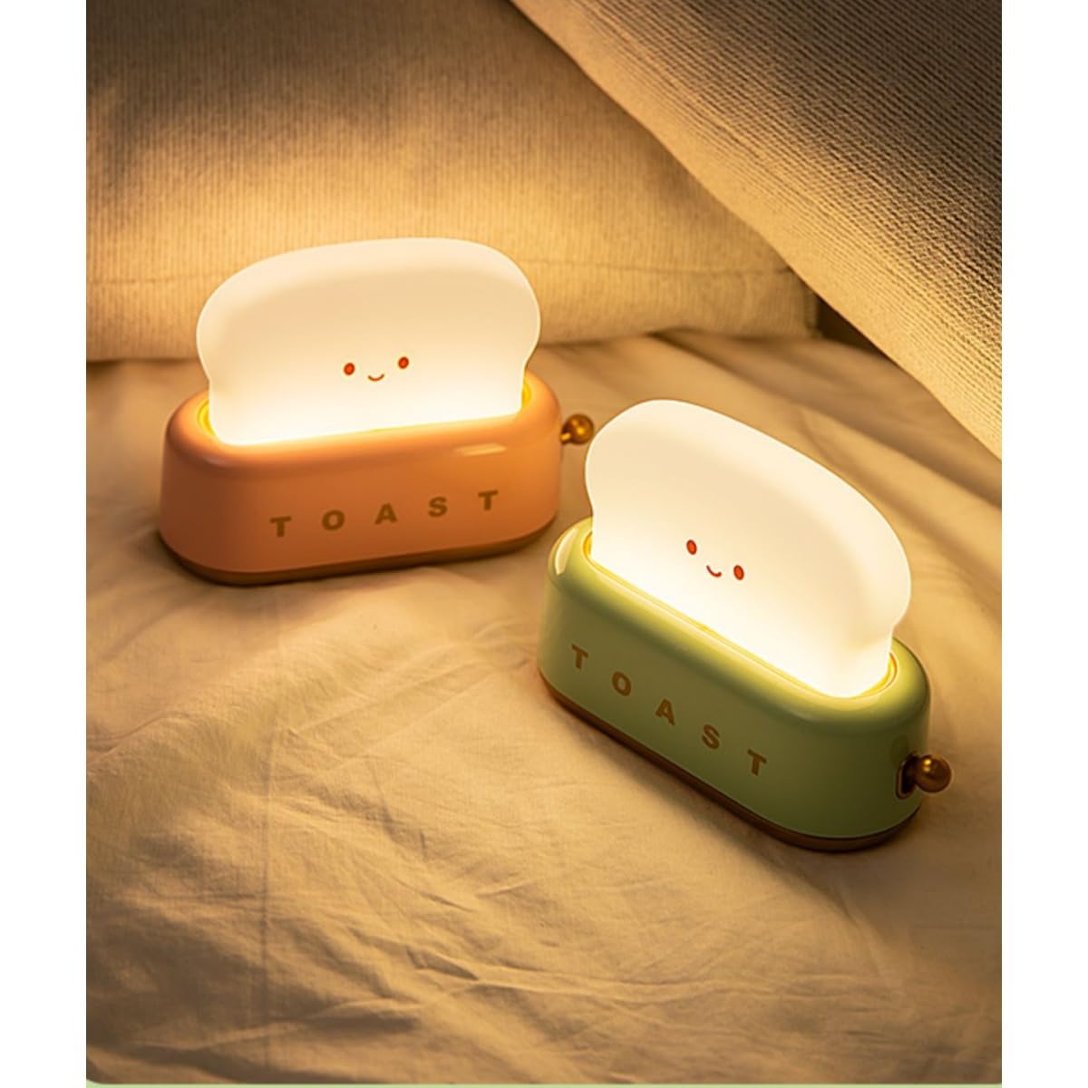 Linda luz nocturna para niños, con forma de pan tostada, recargable por USB-C, luz nocturna LED suave para dormir, luz nocturna para guardería de bebé (rosa)
