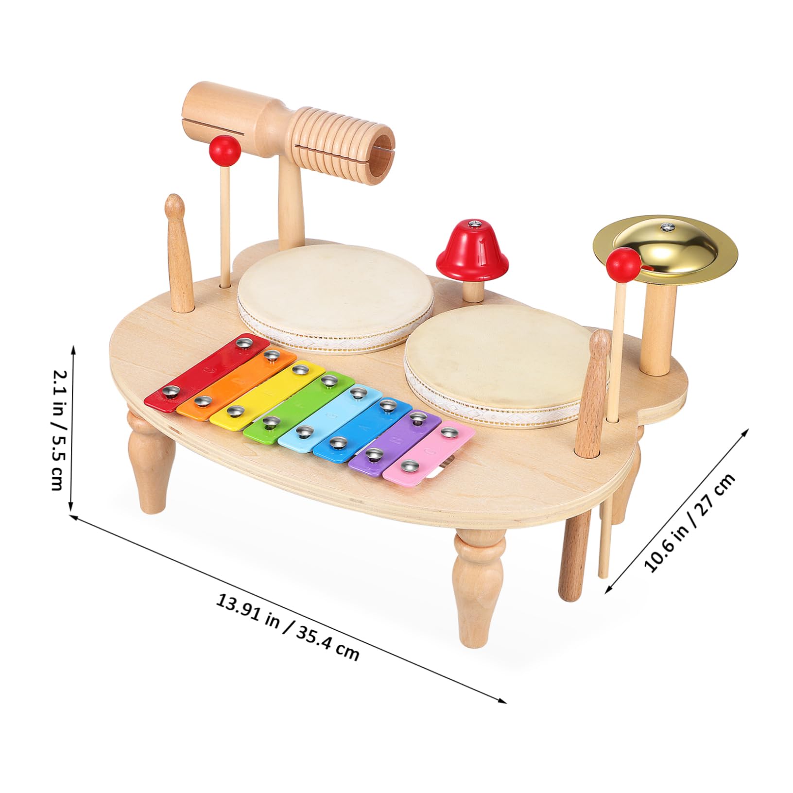 ibasenice Instrumentos de Percusión de Madera Xilófono Batería Pandereta para Música y Iluminación Herramienta Melódica de Madera Instrumentos Musicales