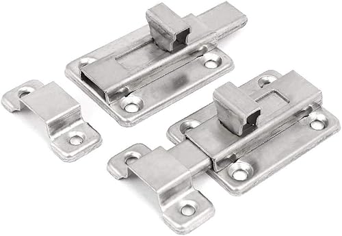 X-DREE Home Door Gate Double Head Sliding docking connecting Bolt Silver Tone 2.5'' Length 2pcs(Puerta de la puerta del hogar, doble cabeza, perno