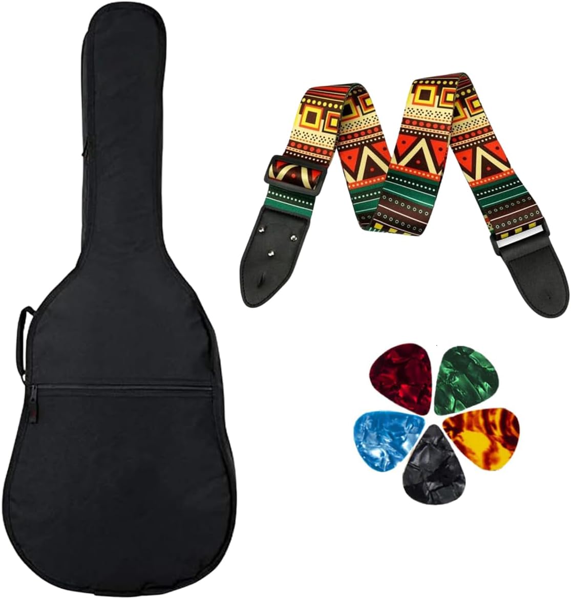 DEVICE OF URBAN INFOTECH Nylon Guitar Bag with Guitar Strap Belt & Guitar Picks for 38, 39, 40, 41 inch Guitar Cover Gig Bag for Yamaha/Pacifica/Juarez/Fender & All Acoustic Guitar Bag, Black