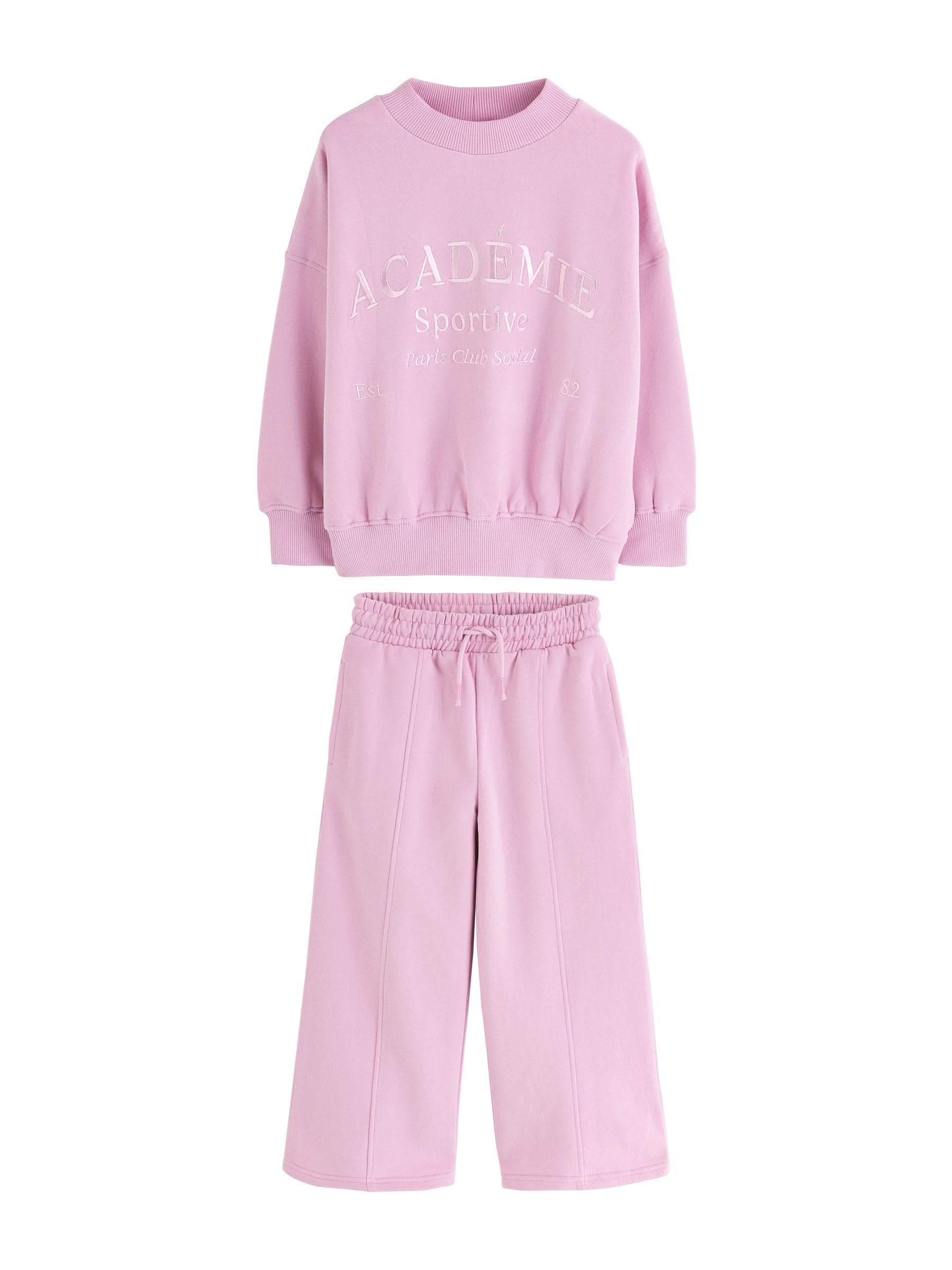 NEXT Fille Ensemble sweat et pantalon de jogging large Pink Slogan 3 Ans