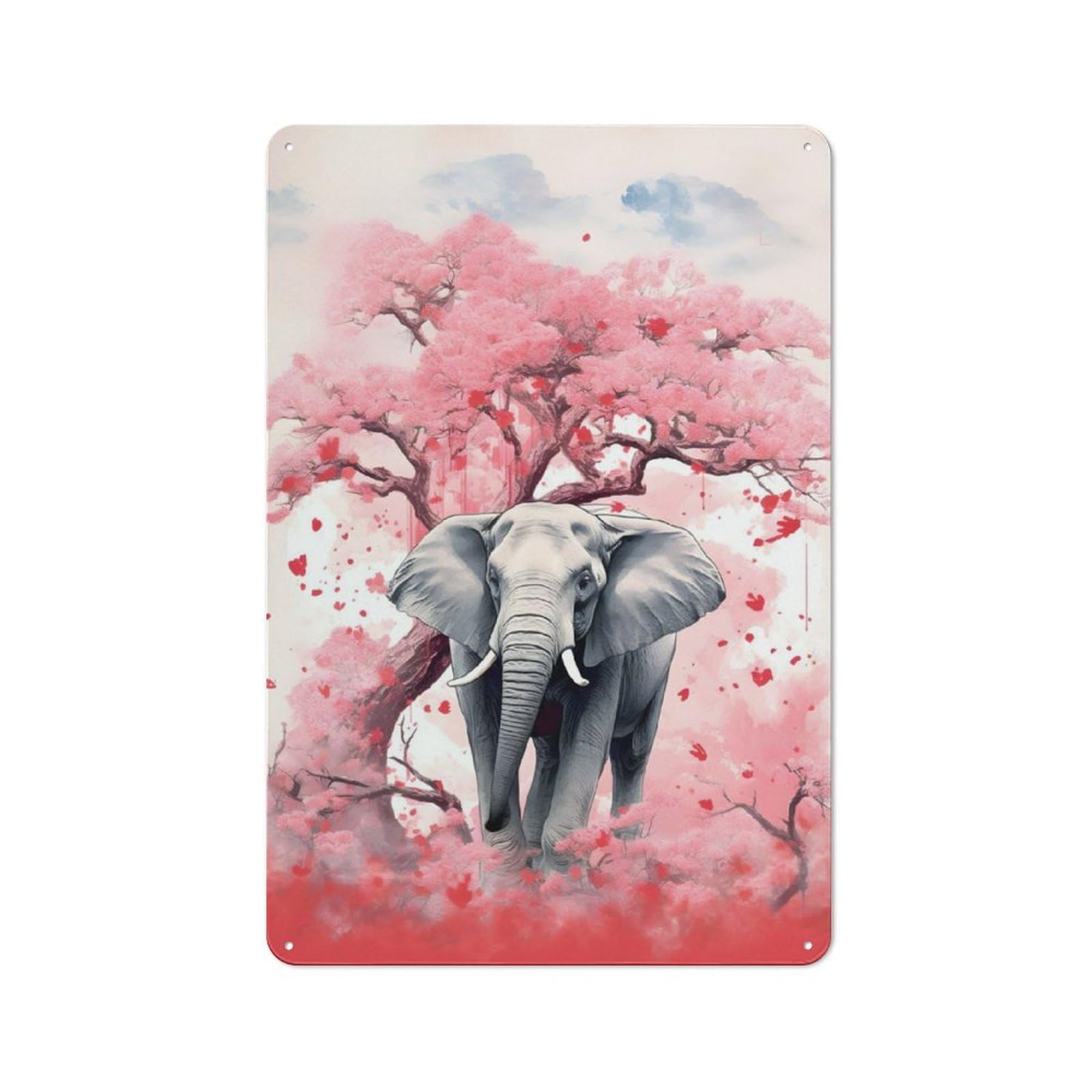 Junmoney Elephant Modern Vintage Office Metal Sign 30X20cm, Creative Space Decor For Home Office, Reading Corner Or Bedroom
