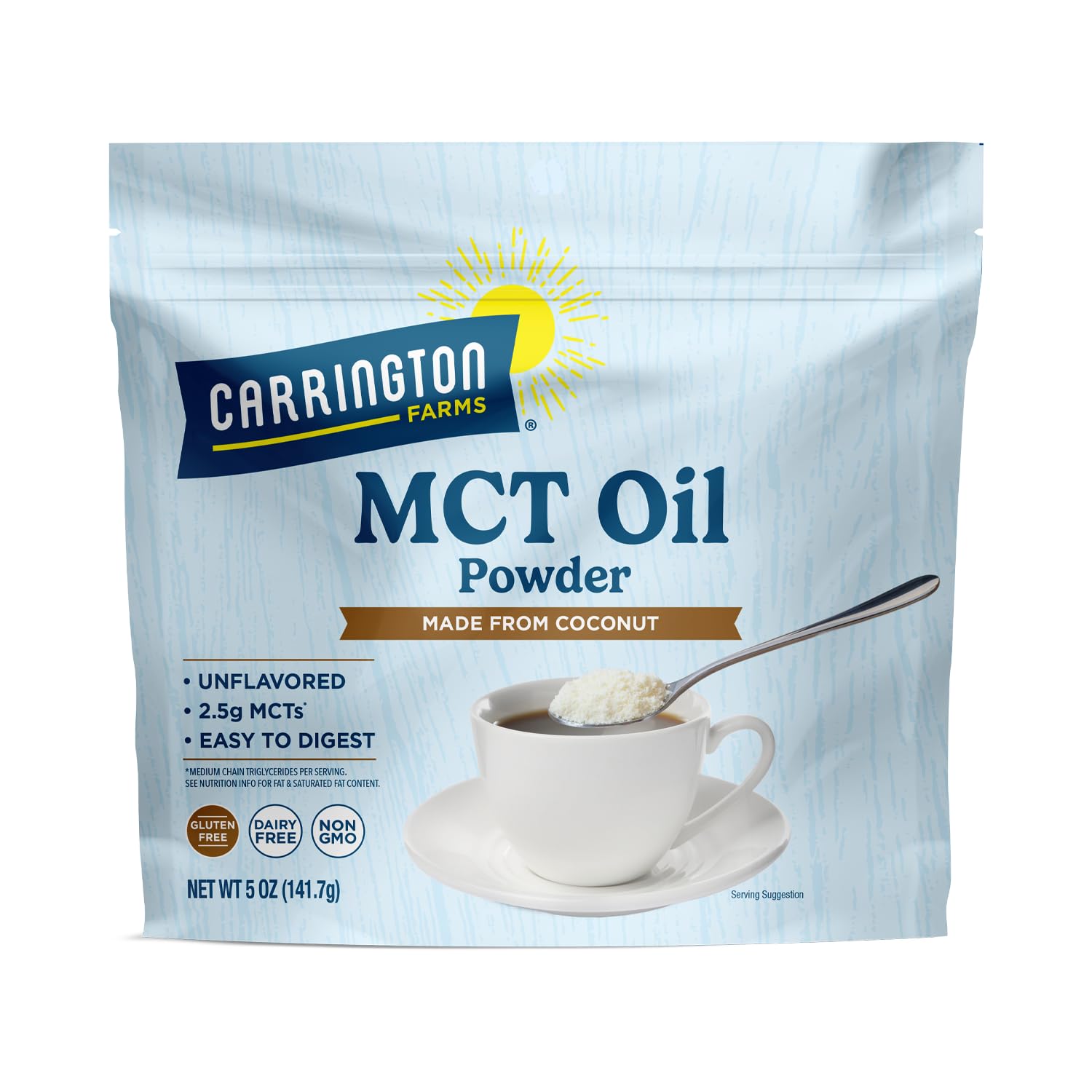 Carrington Farms Organic MCT Oil Powder - Keto Coffee Creamer & Smoothie Booster with 4g MCT & 0g Net Carbs per Serving | Dairy-Free, Vegan | Non-GMO, Gluten-Free
