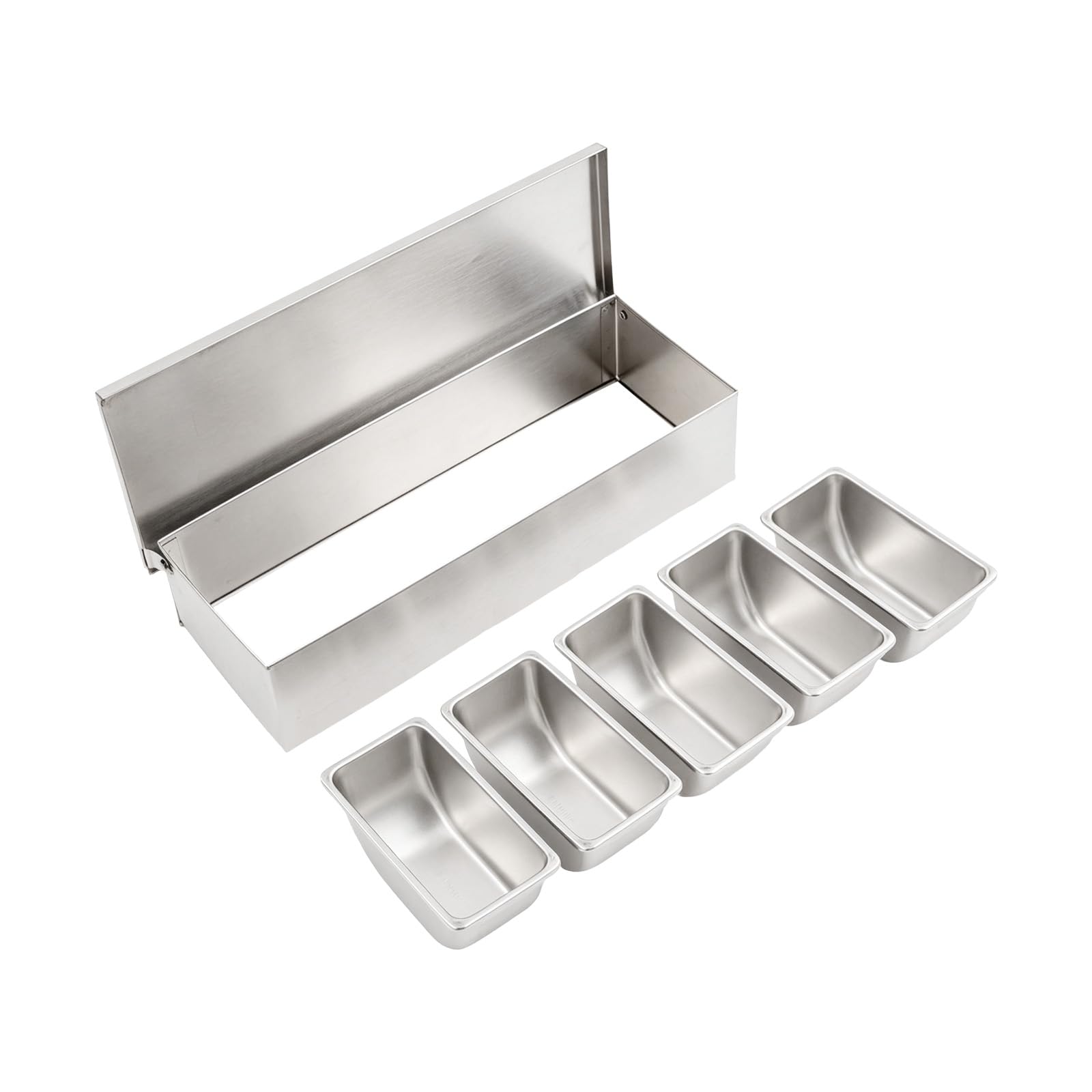 Caja de frutas de acero inoxidable con 5 compartimentos y tapa