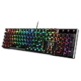 K556 RGB LED Backlit Wired Mechanical Gaming Keyboard, 104 Keys Hot-Swap Mechanical Keyboard w/Aluminum Base, Upgraded Socket and Noise Absorbing Foams, Quiet Linear Red Switch