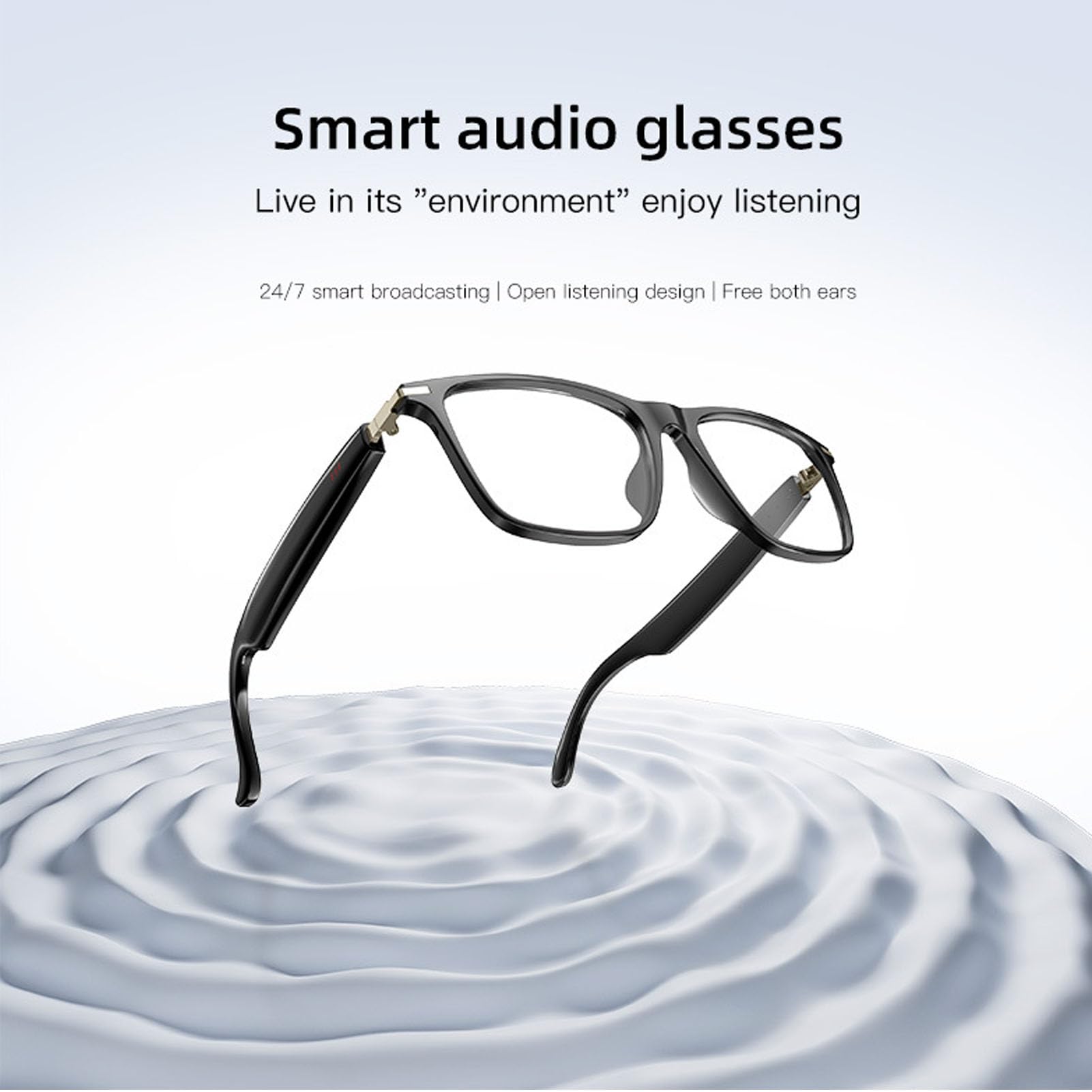 Jectse Lunettes Intelligentes, Lunettes Audio Bluetooth avec Son à Oreille Libre, étanches IP68, pour Les Appels Vocaux, L'écoute de Musique, Les études, Le Sport et Les Activités de