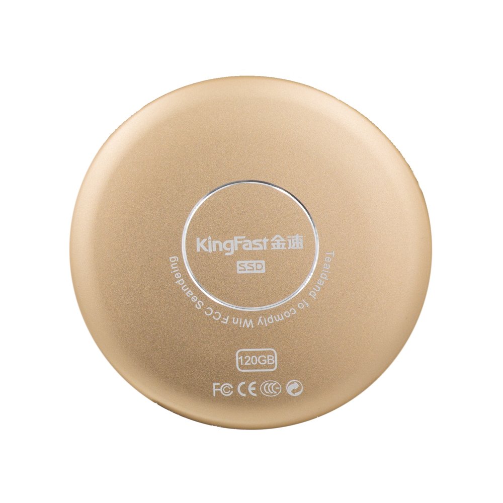 KingFast 120GB Portable SSD USB 3.0 Shock Resistant External Solid State Drive with Type C Port (Gold)