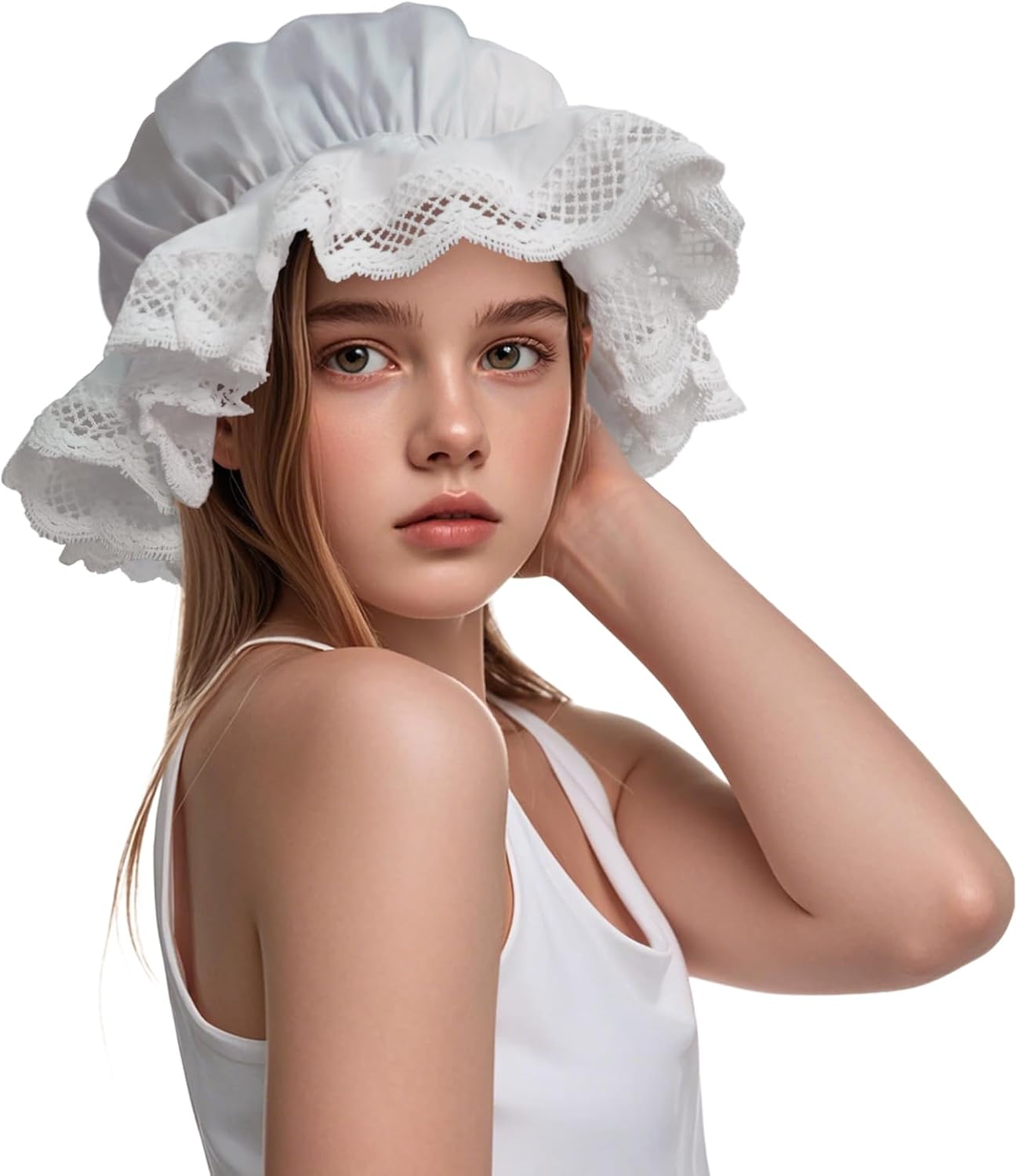 CosInStyle Women's Pioneer Bonnet - Colonial Peasant Amish Hat, Prairie Cap, Nightcap, Maid Cosplay Costume Accessory