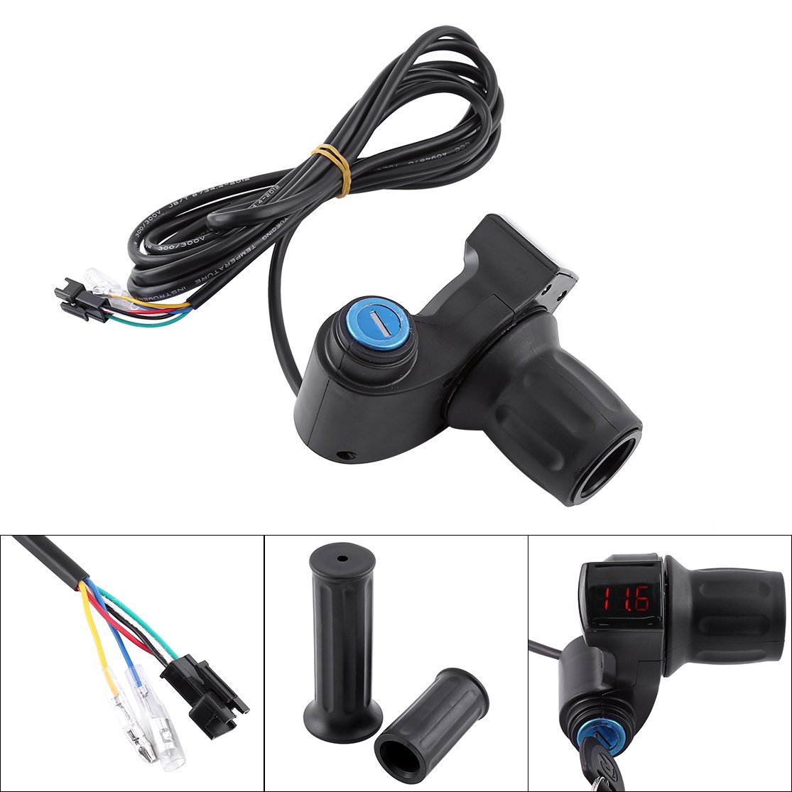 Pwshymi Throttle Grip, Throttle Grip, Handlebar Twist Throttle Grip Scooter Half Twist Throttle Control Handlewith Key Grip with LED Display Motorcycle Controls Electric Throt
