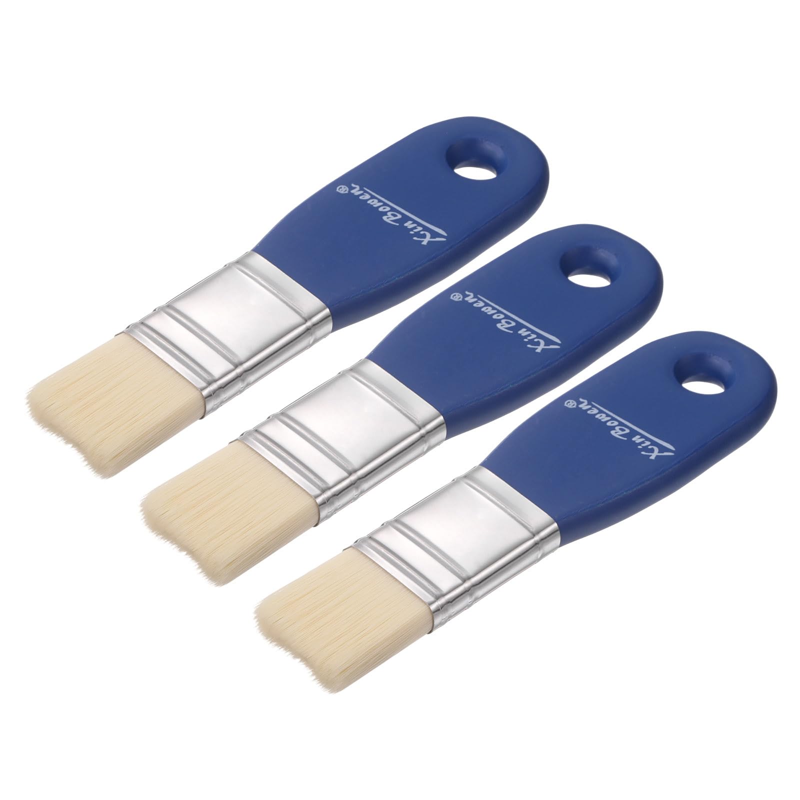 sourcing map 3 Pcs 1" Width Flat Paddle Paint Brush, Nylon Bristle, Blue