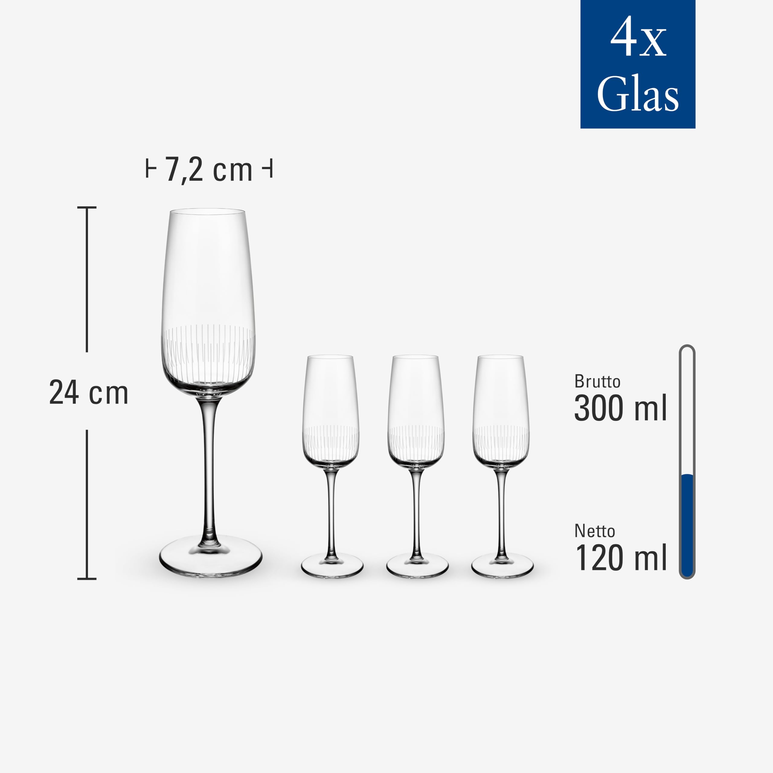 Villeroy & Boch - Afina, set de 4 copas de cava/champán de vidrio cristal aptas para lavavajillas, copas de cristal para cava, champán o vinos espumosos