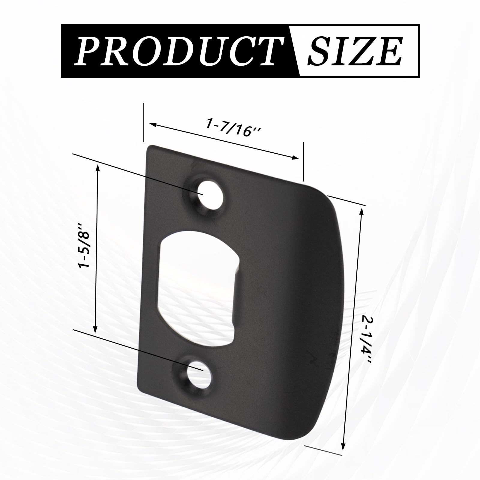 Lot de 12 gâches de porte avec 24 vis renforcées, plaques de porte pour portes intérieures pour bouton ou loquet, finition noire mate
