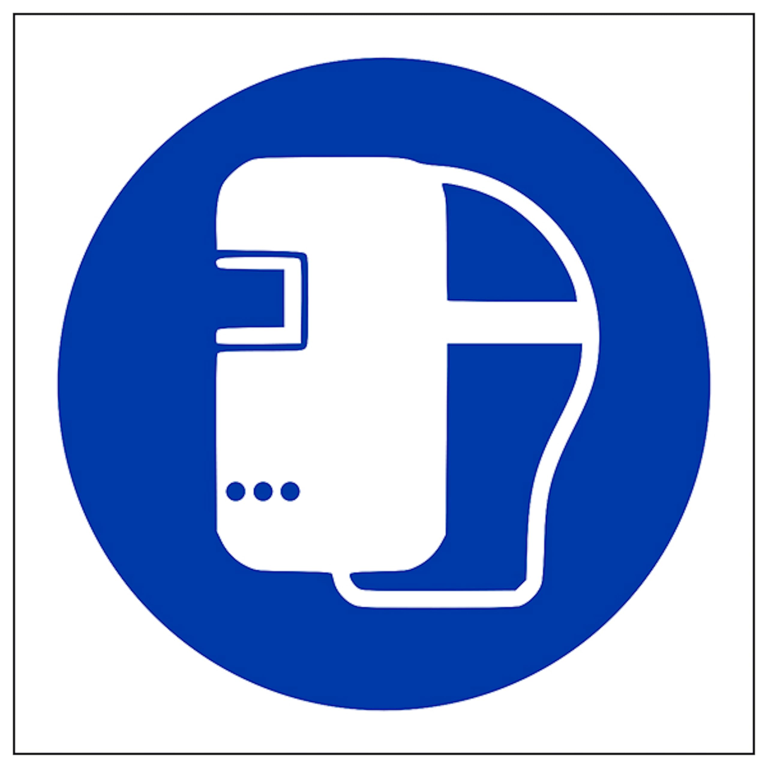 V Safety Welding Mask Symbol 150 x 150 mm - 2mm Rigid Plastic Safety Sign