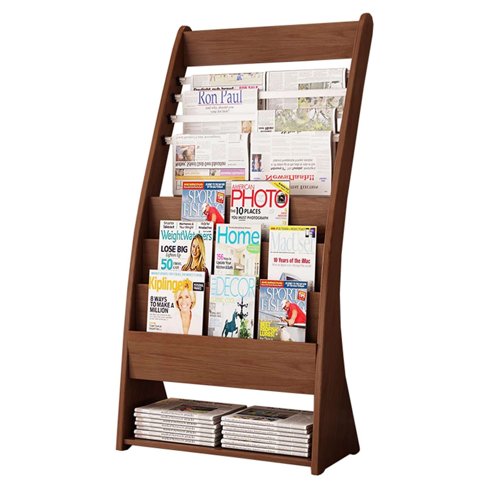 Espositore da Terra Espositore in Legno per Opuscoli, Portariviste da Banco Portariviste per Scopi Pubblicitari, Espositore da Terra Commerciale per Giornali per L'Ufficio(Brown)