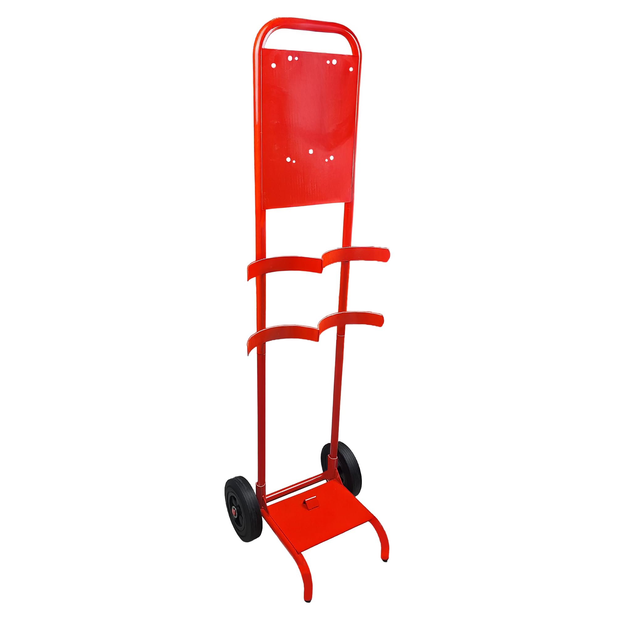 iCan Products Fire Extinguisher Trolley for 2 Extinguishers – Heavy-Duty Steel Mobile Stand with Wheels for CO2, Foam, Powder, Wet Chemical & Water Extinguishers – Portable Safety Trolley