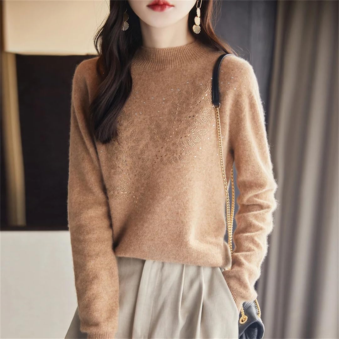Maglione da donna autunno inverno lana girocollo manica lunga casual caldo maglione sottile
