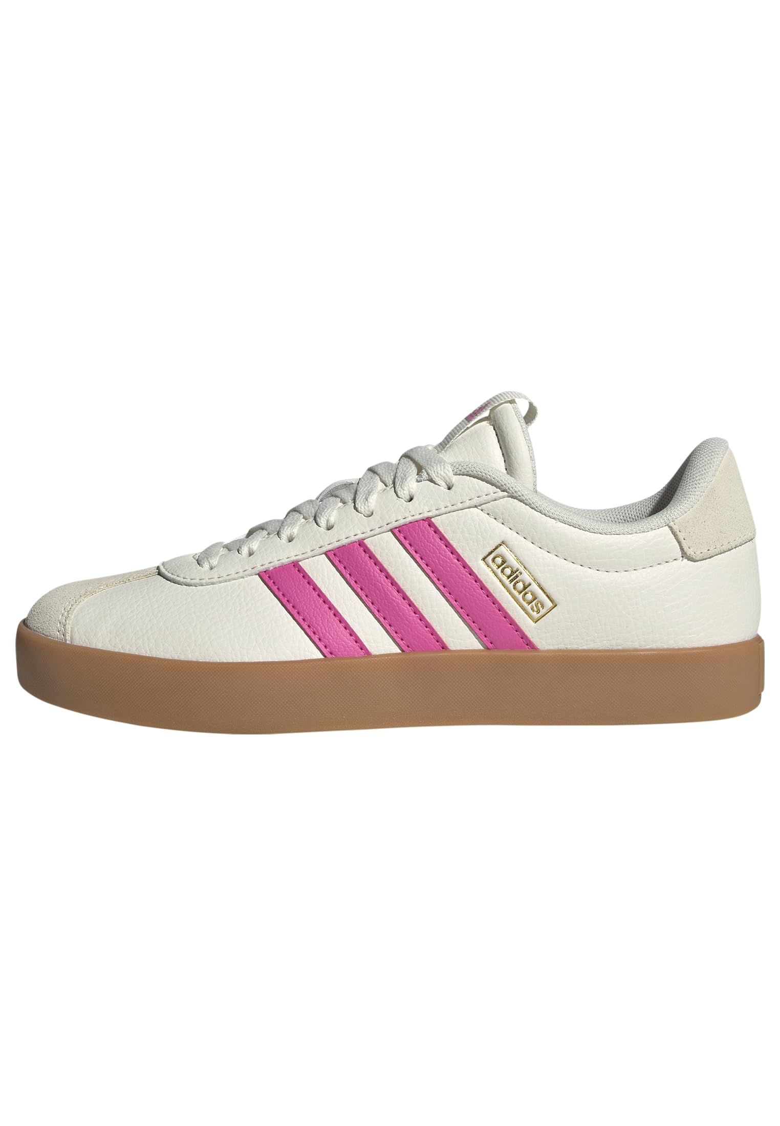 adidas Women's VL Court 3.0 Shoes, core White/Pulse Magenta/Gold met, 7 UK