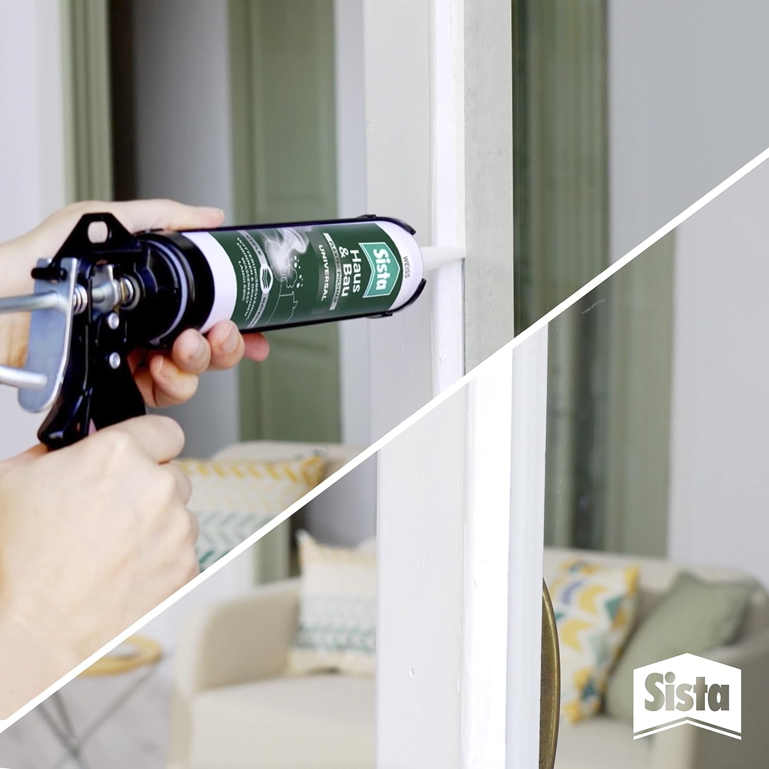 Sista Haus & Bau Universal FlexTec Polymer, Universal-Silikon für Fugen innen & außen, witterungsbeständige Dichtmasse für viele Materialien*, wasserfeste Fugenmasse, 12x280ml Kartusche, transparent