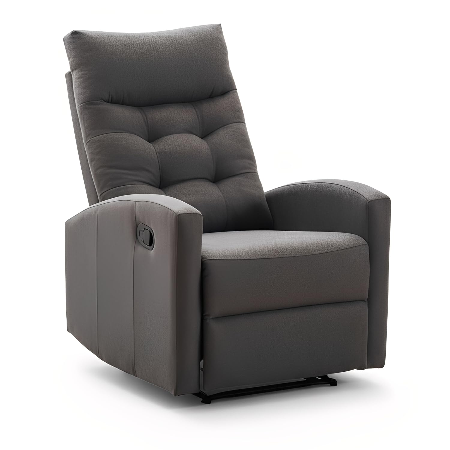 Marvin Poltrona Relax Reclinabile Manuale con Poggiapiedi Solena, Schienale Regolabile Seduta Ergonomica in Tessuto per Arredo Salotto, Soggiorno e Ufficio (Grigio)