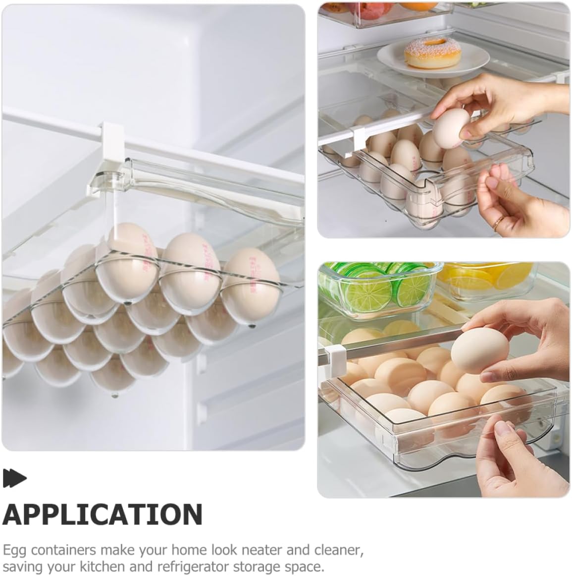 CHILDWEET Refrigerator Egg Storage Bin Large Capacity Egg Organizer Tray Storage Organizer for Chicken