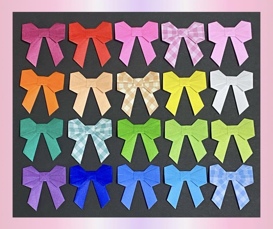 Amazon.co.jp: リボン小20個折り紙 壁面飾り ラッピング アルバム