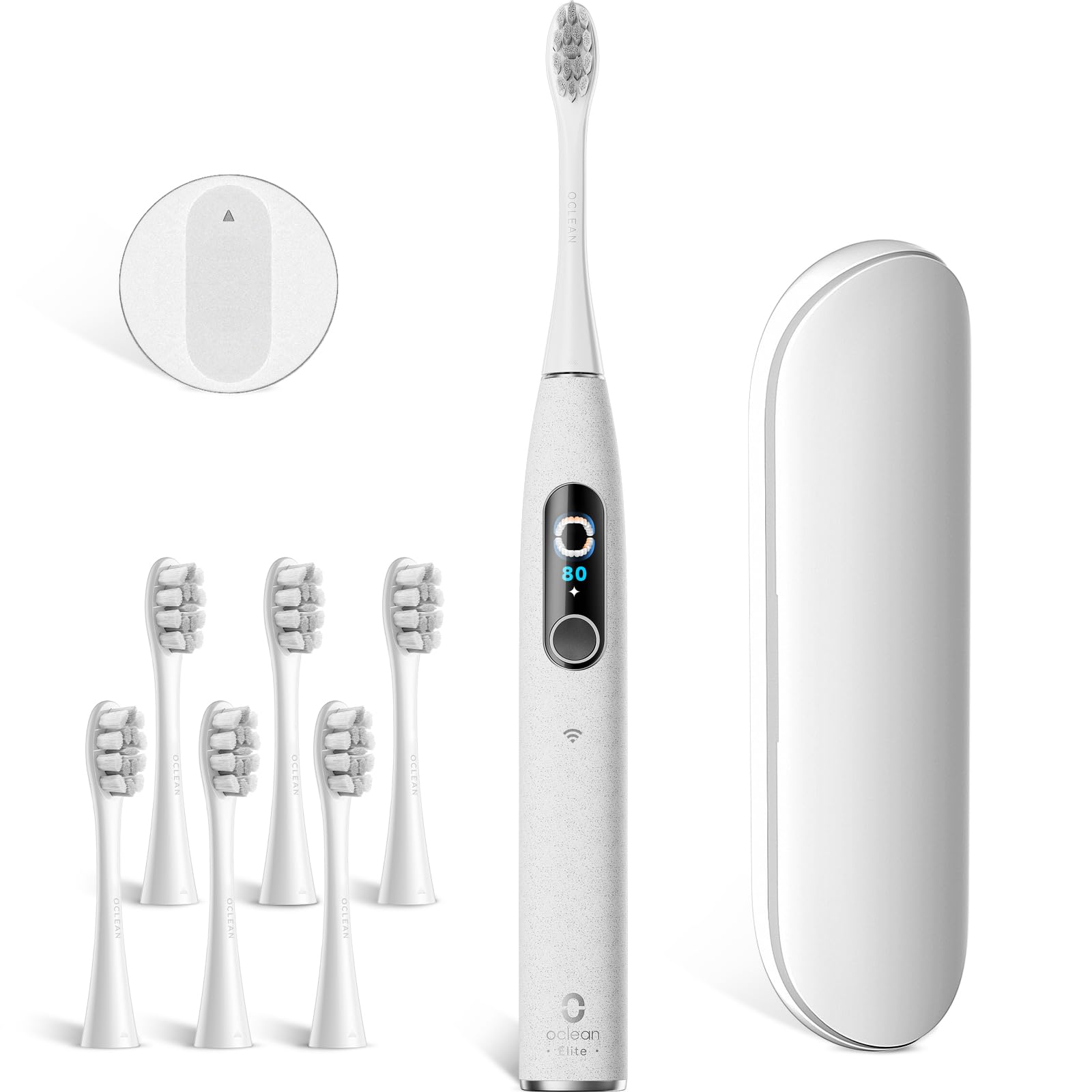 Oclean X Elite 10 zestaw szczotek, niestandardowy szczotkowany AI, ekran dotykowy ze śledzeniem 12 obszarów, oscylacja 40°, 5 trybów, timer, 40 dni, prognoza pogody, IPX7, szary