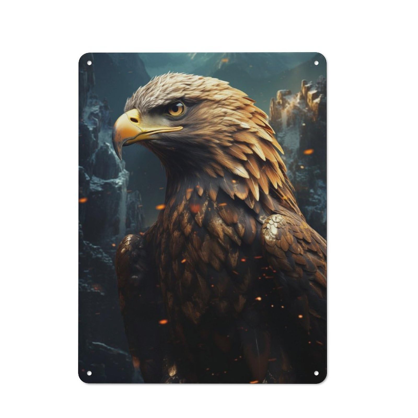Junmoney Cool Wild Bald Eagle Shed Style Metal Wall Decor 40X30cm, Tin Sign For Conservatory, Home Bar Or Utility Room