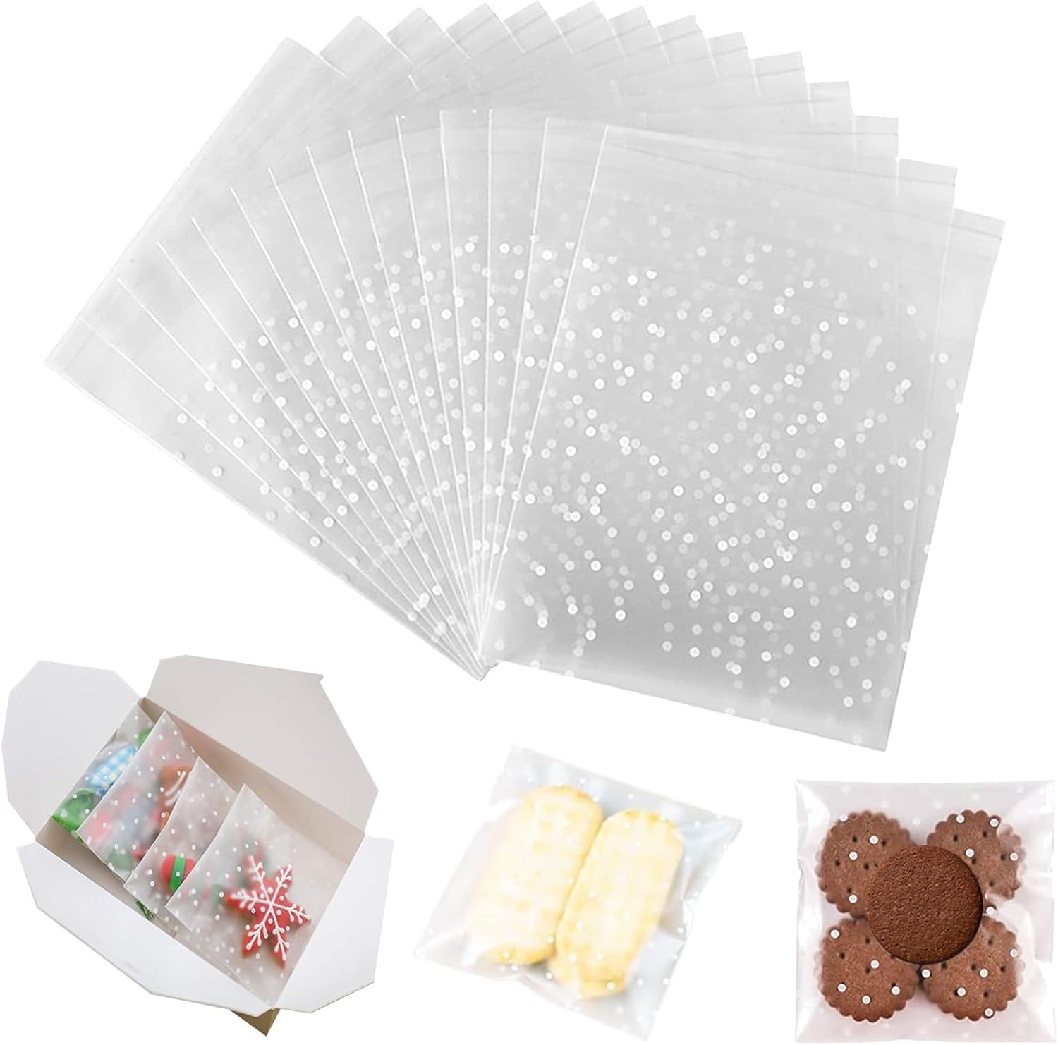 200 Pcs Plastic Sweet Bags, Clear Cellophane Bags, Cookie Bags