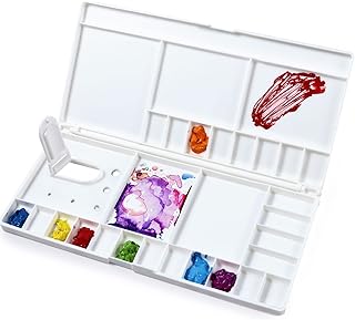 Watercolor Palette, Large Watercolor Palette with 24 Wells and 5 Mixing Areas, Premium Paint Pallet with Lid, Folding Paint Tray, Plastic Painting Palette with Thumbhole