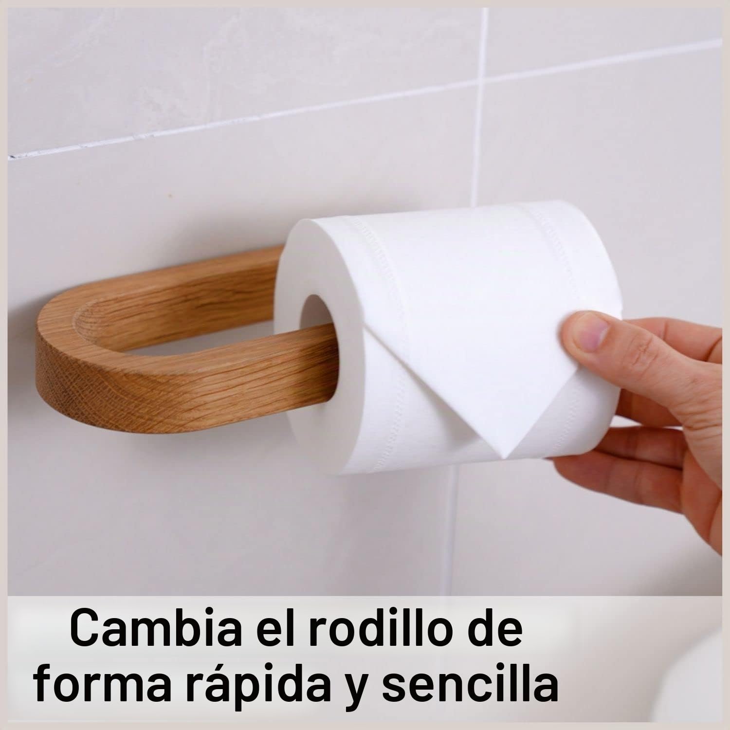 DEKAZIA® portarrollos Papel higiénico Madera Roble sin Taladro WC | porta rollos, autoadhesivo, almacenaje, sin agujeros, decoración baño