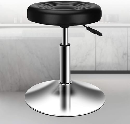 Miniatura 1 de PenghaiYunfei Taburete de bar redondo moderno de piel sintética ajustable altura giratoria dibujo trabajo SPA taburete de salón (negro sin respaldo)