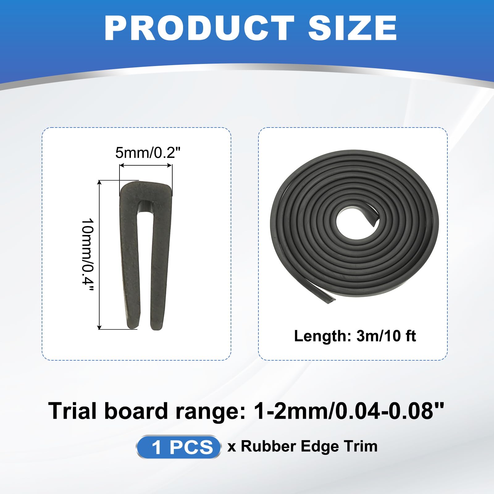 PATIKIL 2mm Rubber Edge Trim, 3 Meter Flexible U Channel Edge Guard Protector for Sheet Metal Car Doors, Hatches, Table Corners, Black - Image 2