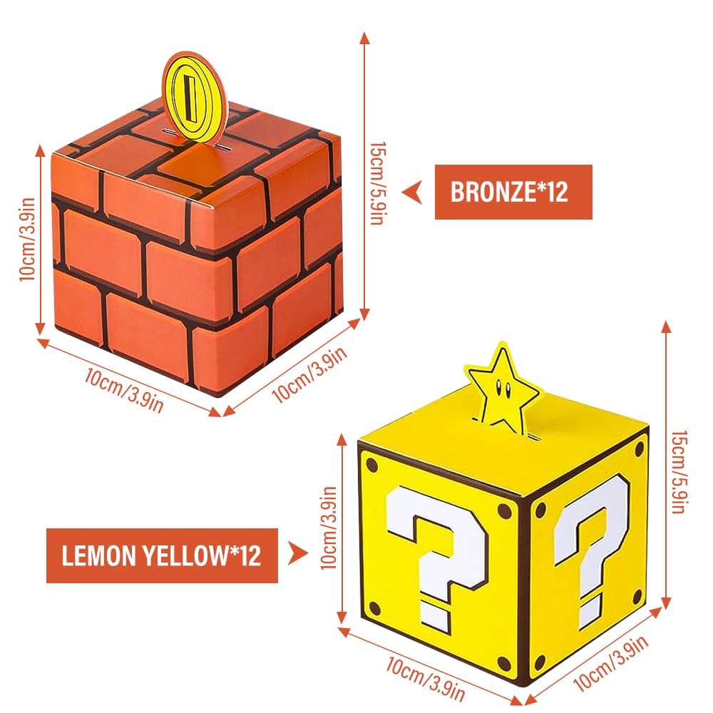 24 Boîtes à Bonbons Mario - Coffrets Cadeaux Anniversaire Enfants Pour Fête Et Mariage