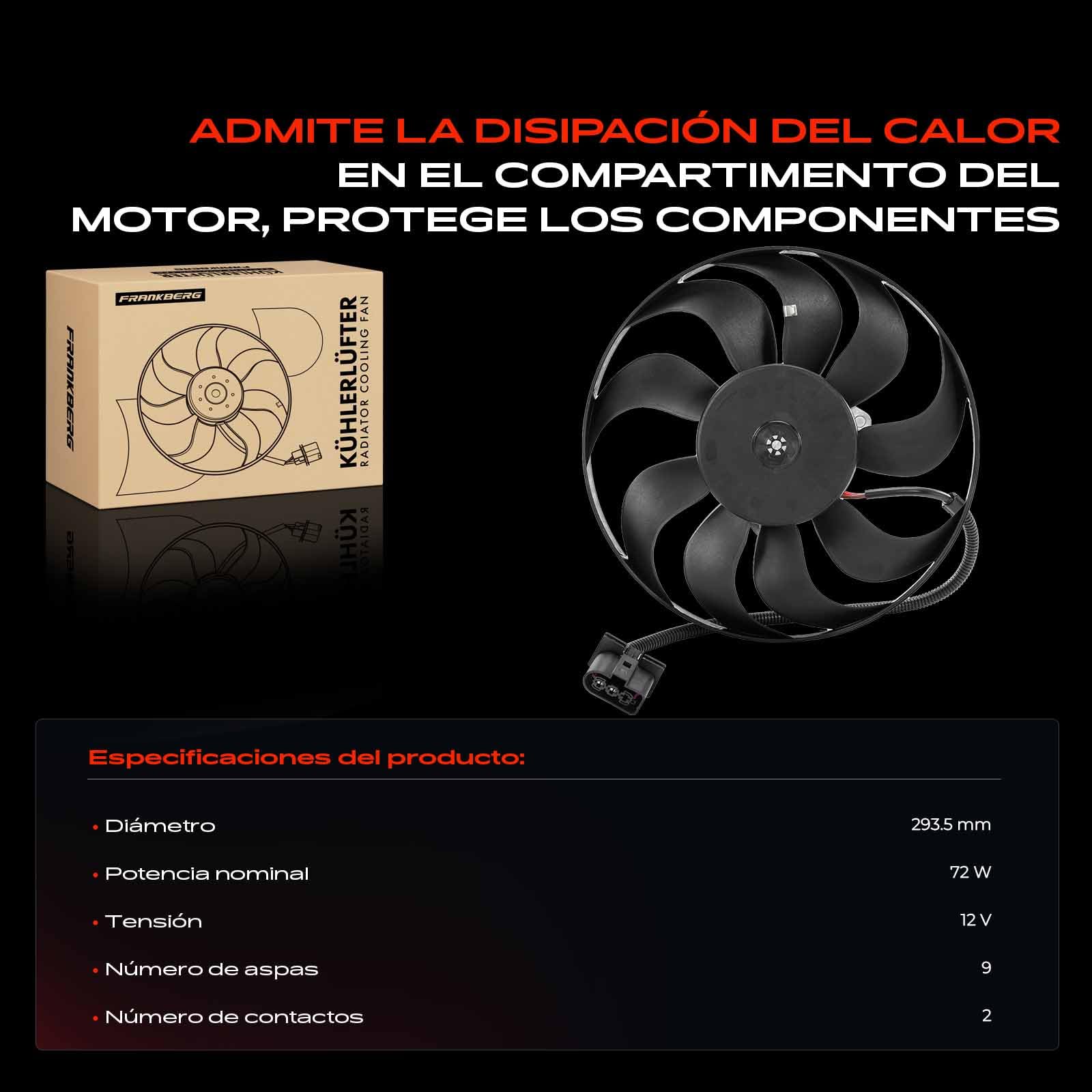 Frankberg Ventilador del radiador Rueda del ventilador Radiador de agua