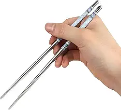 Kit com 6 pares de hashi (12 palitos) - Pauzinhos de cozinha de inox, hashis longos, macarrão, hashis de cozinha para frigideira, cozinha, noodles, comida japonesa, comida chinesa