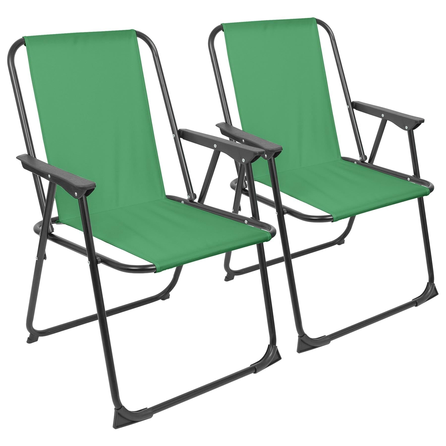 Harbour Housewares Folding Beach Chairs - Green - Pack of 2 - Metal Outdoor Patio Seat Lightweight Portable Deck Chair for Picnic, Garden, Camping, Fishing โ image 1